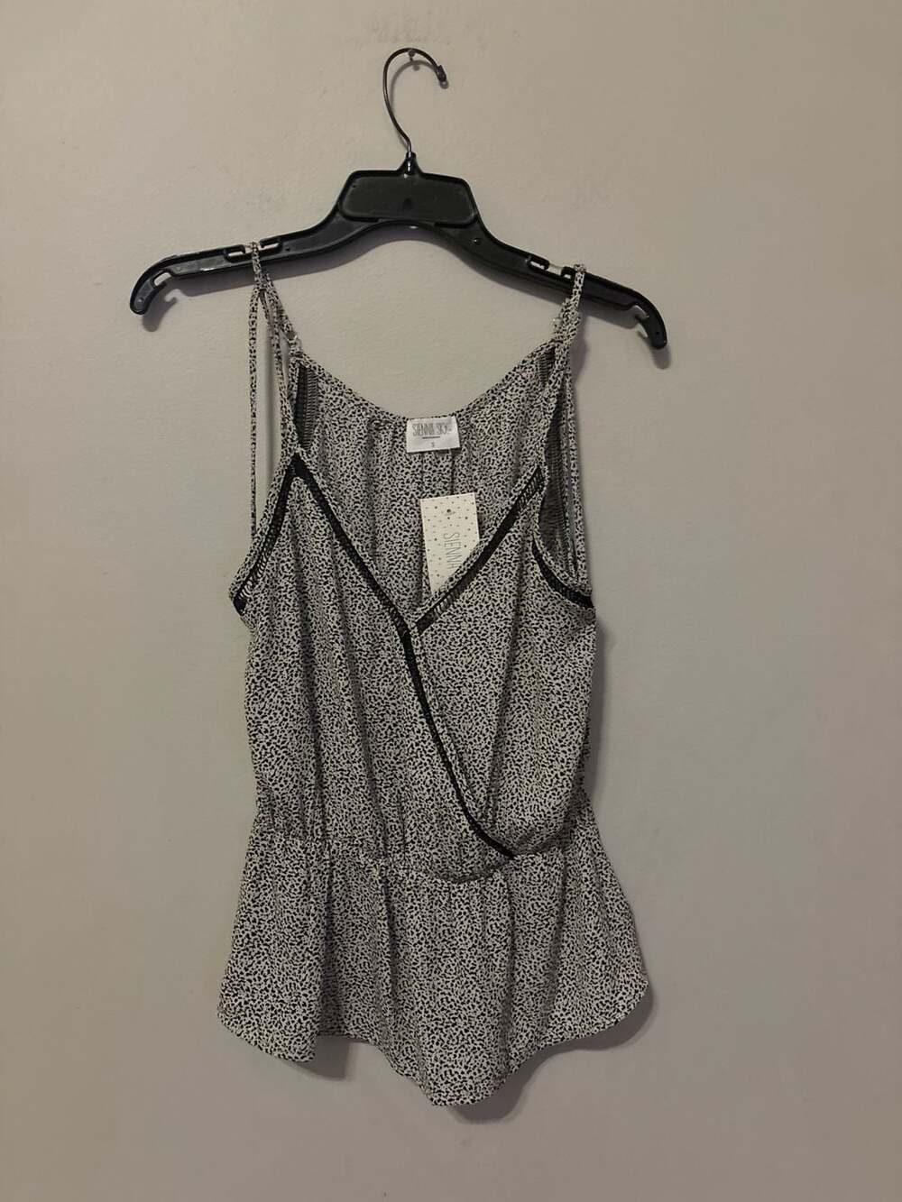 Sienna Sky Animal Print Faux Wrap Peplum Cami Top